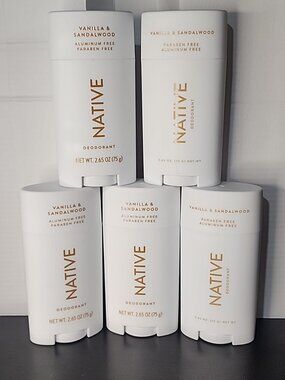 5 Pack lot NATIVE Deodorant Vanilla & Sandalwood 2.65 oz Aluminum Paraben Free